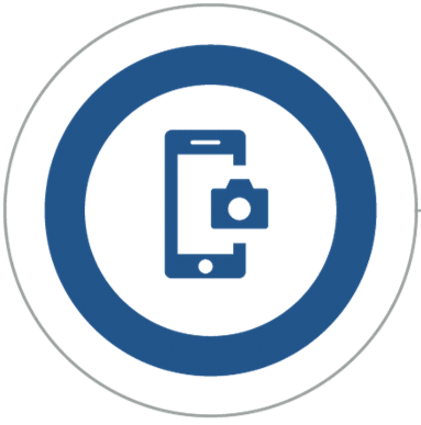 blue phone icon with camera image